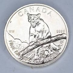 2012 1oz Silver coin Canada wildlife series Cougar