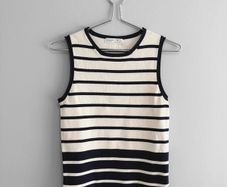 Pre Owned Classic Nautical Navy & Cream Striped Fine Knit Top