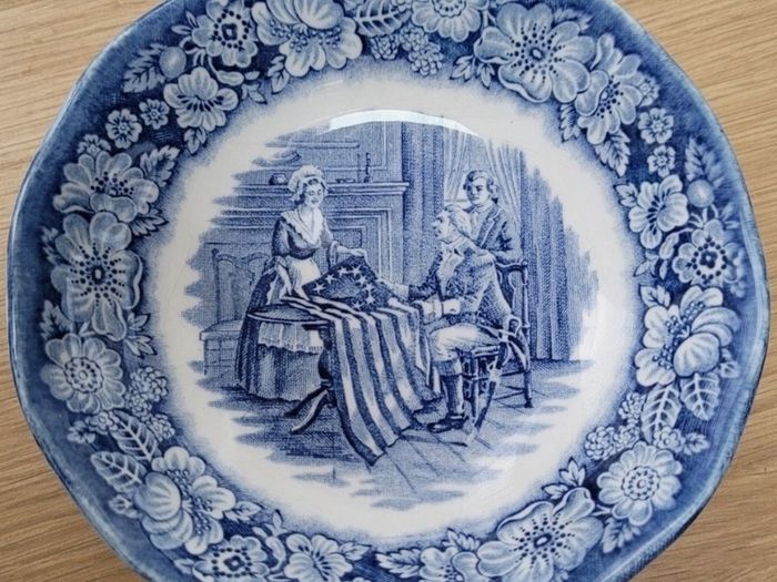 Vintage Liberty Blue Staffordshire Bowl Betsy Ross