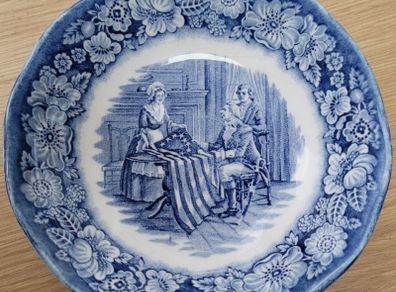 Vintage Liberty Blue Staffordshire Bowl Betsy Ross