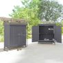 Outdoor Garden Storage Shed Tool Wooden Box Double Doors w/ Shelf Hinged Roof Image 3