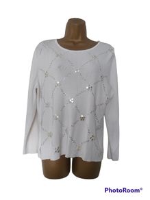Jessica Graaf Ivory embellished ladies jumper size  xl 14-16 Postage included