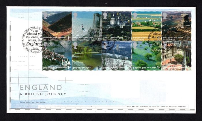 2006 Great Britain England A British Journey Landscapes Commemorative Stamps First Day Cover (FDC)