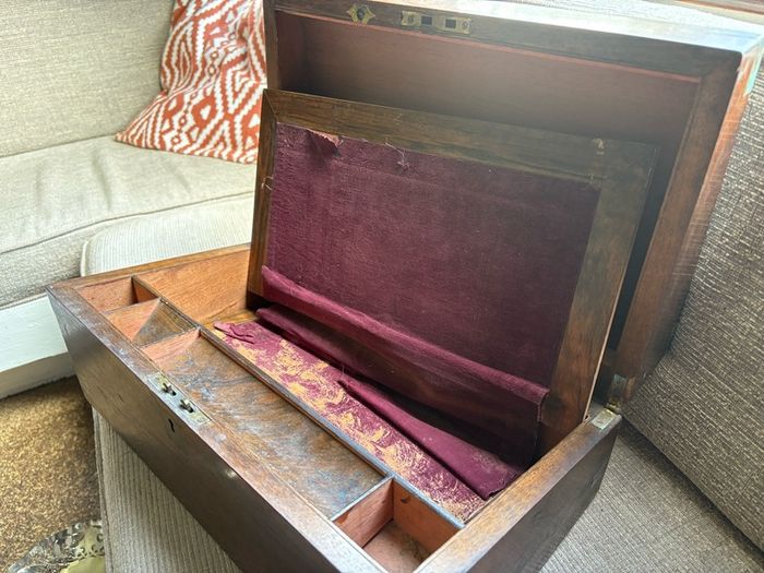Victorian wood writing slope desk top stationary box