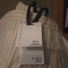 Womans wide leg striped trousers, 100% linen, brand new with tags