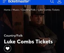 Luke Combs Tickets x3 Sunday 19th July