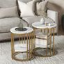 Set of Two Marble-Effect Coffee Tables - White/Gold-Tone Image 3