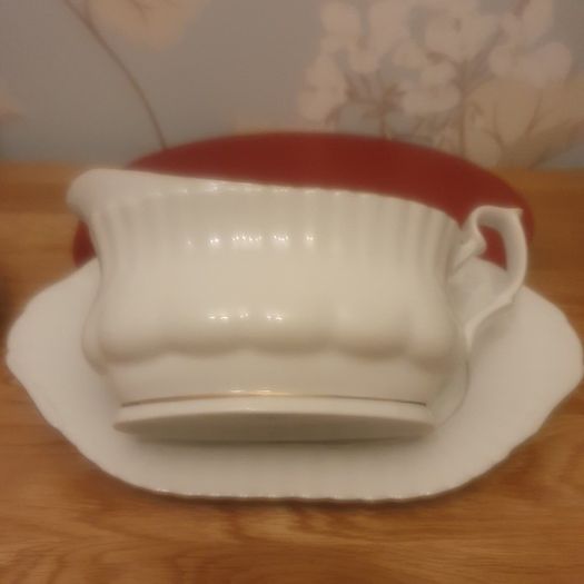 China Sandard' Collectable Vintage China Pieces ... Biscuit Plate, Gravy Boat, 3 Cake Plates and a Milk Jug