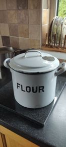 Vintage Enamel Flour Bin