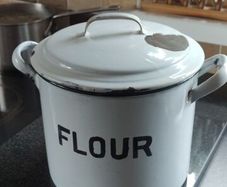 Vintage Enamel Flour Bin