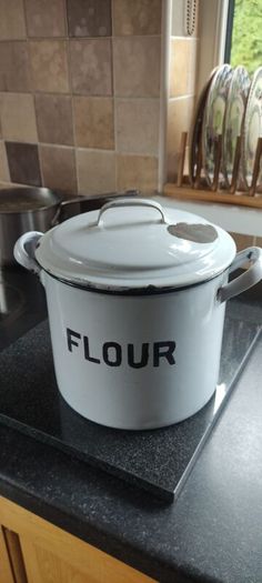 Vintage Enamel Flour Bin