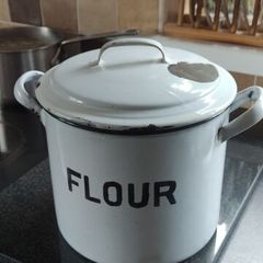 Vintage Enamel Flour Bin