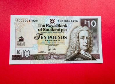Royal Bank Of Scotland   10 Pounds   1952 - 2012  Diamond Jubilee. Scarce  ( Uncirculated )