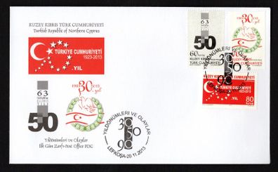 2013 Cyprus Anniversaries Stamps First Day Cover (FDC)