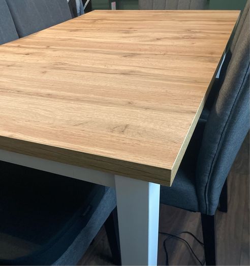Large Extendable Solid Wood Table and Chairs - 6 Dark Grey