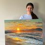 Original Oil Painting, Seascape Wall Art, Sunset Sea Large Art, Ocean Large Wall Art 60/80 Cm Image 8