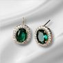 18k Gold Vermeil Colombian Emerald Halo Earrings Image 3
