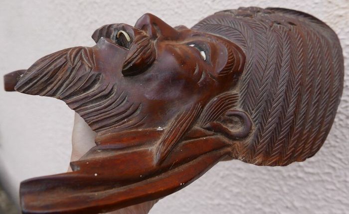 Vintage 19C Chinese Asian Oriental Wooden Hand Carved Mask ,Wood Mask Rose wood 10,5"