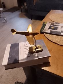 Trench Art Brass Spitfire model on stand