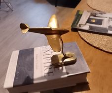 Trench Art Brass Spitfire model on stand