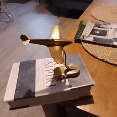 Trench Art Brass Spitfire model on stand