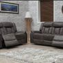 Luxury Tan & Grey Suede Recliner Sofa Set Image 3