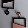 Retro Vibes Pink & Black Colour Block Geo Earrings Image 3
