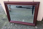 Large heavy vintage oak framed mirror