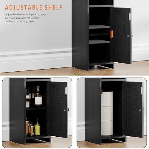 Small Bathroom Floor Cabinet, Freestanding Bathroom Organizer for Small Spaces