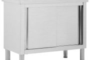 Work Table with Sliding Doors 100x50x95 cm Stainless Steel
