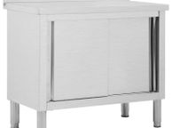 main image for ad Work Table with Sliding Doors 100x50x95 cm Stainless Steel
