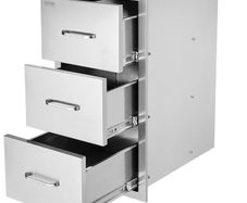 Outdoor Kitchen Drawers, 18.5"W x 22.5"H x 22.5"D Triple Access Drawers, Stainless Steel Flush Mount Cabinets, BBQ Island Drawers Storage with Handle, for Outdoor Kitchens or Patio Grill Station