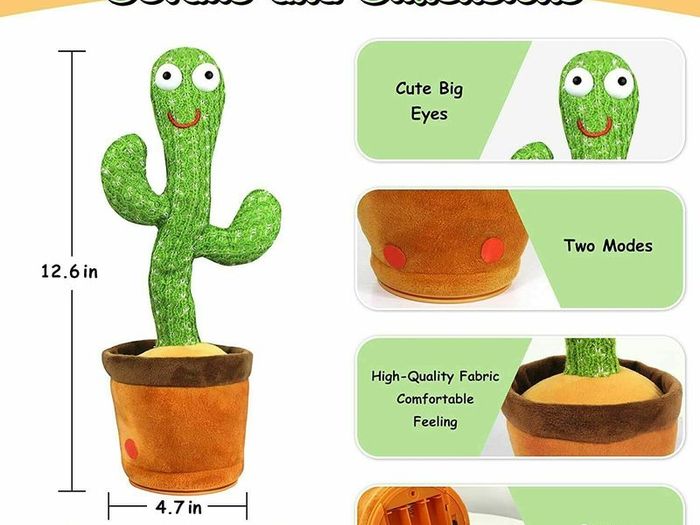 Dancing Cactus Plush Toy Can Singing And Recording To Learn Talking Kids Gift