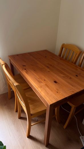 Solid Pine Dining Table and 4 Chairs