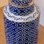 Large Ceramic Forino Blue Glazed Patterned Table Lamp with Shade Image 3