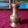 Vintage Solid Brass Art Deco Engraved With Decorations Footed Pitcher With Lid Image 10