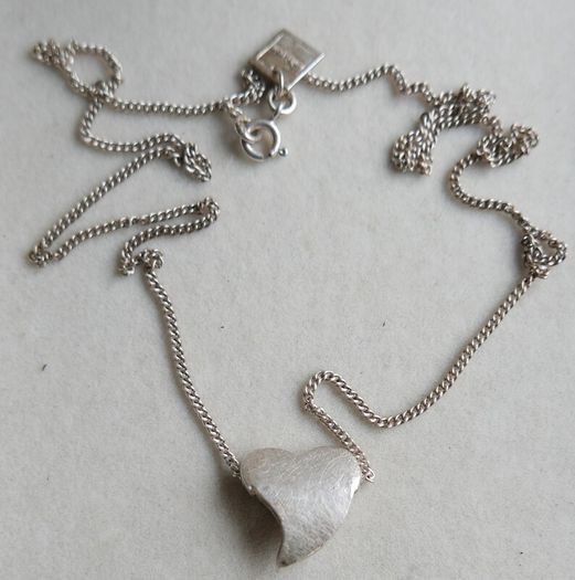 Vintage Sterling Silver Twisted Heart Necklace length 18" - 5,1g