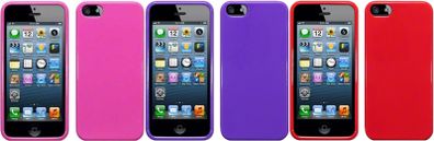 New Iphone 5 Terrapin Gel Case Cover Solid Hot Pink / Purple / Red With Free Screen Protector