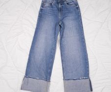 Paige Medium Blue Sasha Ankle High-Waisted Wide Leg Turn up Jeans Size 25