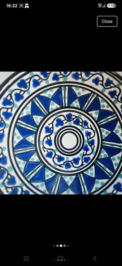 Vintage Tunisian ceramic wall plates set of 4 hand painted Nabeul pottery colorful Mediterranean