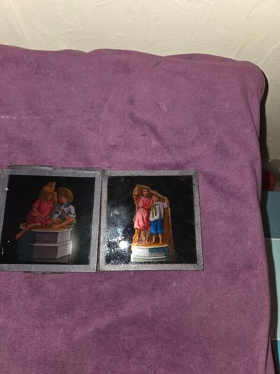 3 Antique Magic Lantern Glass Slides