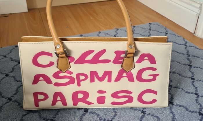 Cream, Pink and Tan Paris Bag