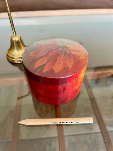 Vintage German Wooden Hand Painted Lacquered Jewellery Trinket Box Ring Box