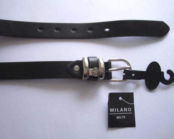 Smooth Black Leather Belt Milano Design