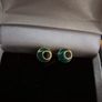 Small Vintage Dark Green and Black Earrings Image 2