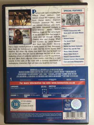 Jay And Silent Bob Strike Back (Kevin Smith Film) [2001] Kevin Smith, Jason Mewes, Shannon Elizabeth, Ben Affleck, Matt Damon [Movie 2xDVD]