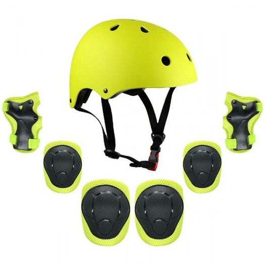 7 in 1 Kids Protective Gear Set - Helmet, Knee, Elbow & Wrist Pads Yellow