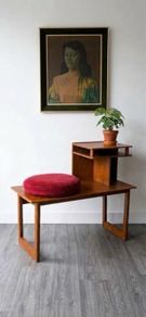 Vintage Retro Mid Century Teak Telephone Table/Hall Bench