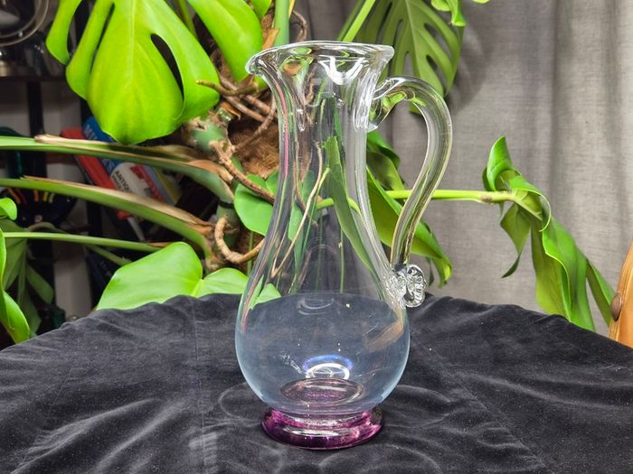 Jerpoint Glass Handcrafted Studio Art Glass Pitcher Purple Base