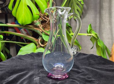Jerpoint Glass Handcrafted Studio Art Glass Pitcher Purple Base